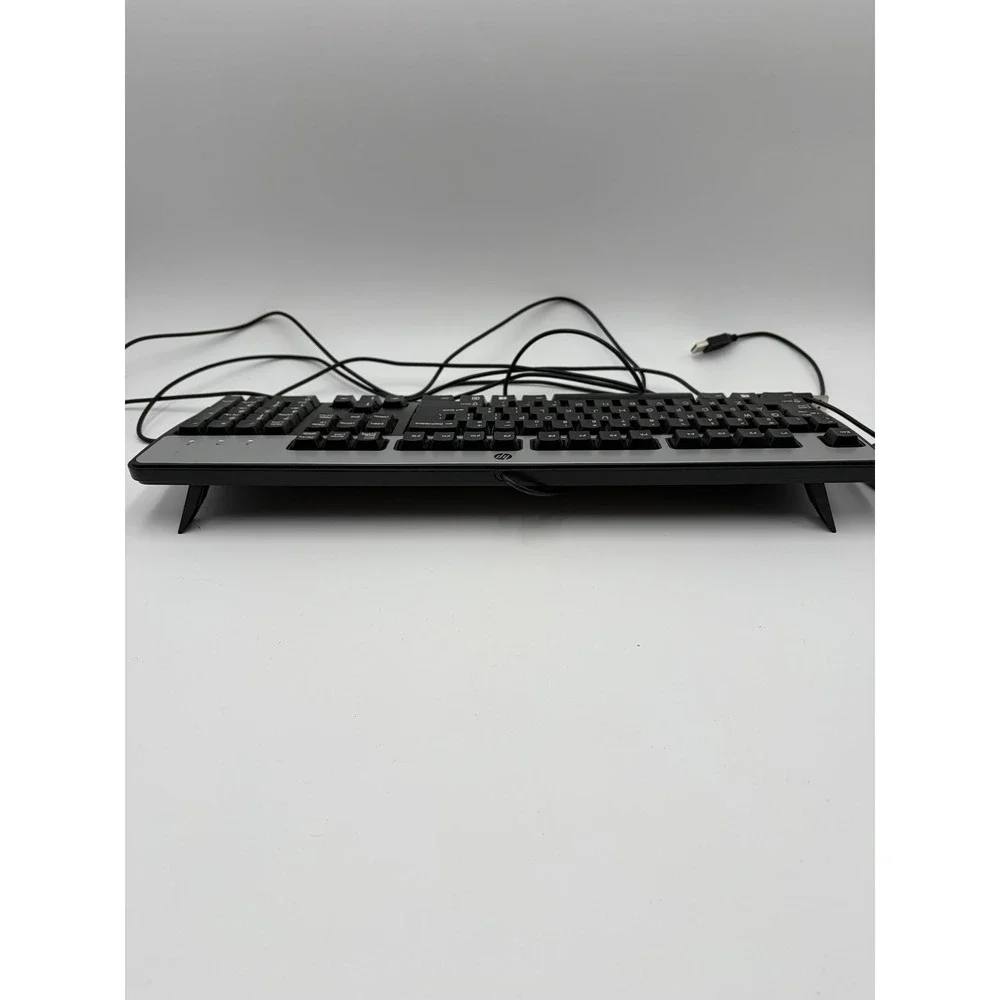 HP Wired Keyboard Mouse Combo Unisex‎ OS Black Silver Excellent KU-1156 MOFYUO